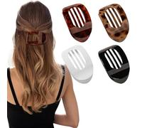 Chtaoxin 4 Pcs Flat Hair Claw Clips, Strong Hold Curved Comfortable, Matte No Slip Ellipse Lay down Claw Clips, Hair for Women and Girls Colour Accessories Gifts
