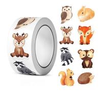Chtaoxin 500 PCS Forest Animal Stickers Roll for Kids, Cute Woodland Animal Reward Stickers for Teachers, Glossy and Easy-Peel Paper, Ideal for Homework Charts, Diaries, Bulletin Boards