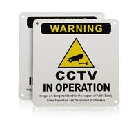 Chtaoxin CCTV Sign, 2PCS CCTV IN OPERATION Sign Sticker with Self-Adhesive and Pre-Drilled Holes, Stainless Steels Security Camera Signs, Warning Safety - 15 x 15 cm