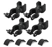 Chtaoxin Walking Stick Holder, 4 PCS Black Walking Stick Holders for Mobility Scooter Crutches and Wheelchair Accessories, 360 Degree Rotatable Multi-Purpose for Electric Scooters Elderly Walkers