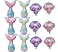 CHTENG 12PCs Mermaid Balloon Sea Theme Birthday Party Decoration Set With Foil Shell and Tail - Helium Fishtail