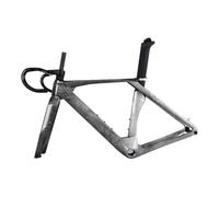 CHTKAGV T47 Thread Carbon Road Bike Frame Disc Brake Internal Cable Racing Bicycle Frameset(XS black matte,Handlebar 120x420mm)