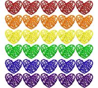 CHTME Heart Decorative Rattan Balls Pack of 30 6 cm DIY Craft Wicker Rattan Decor Rattan Balls Home Garden Decoration Decorative for Wedding Party Decoration Rainbow Decor Large Willow Balls
