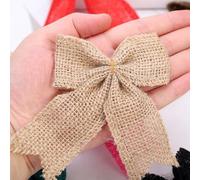 CHTME Jute Bows in Rustic Style, 10 Pieces, 8 x 11 cm, Wedding Decoration, Handmade Jute Bows for Crafts, Party, Home, Christmas, Wedding, Door Wreath, Hessian Bow