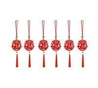 CHTME Lucky Charm Pendants, Pack of 6, Chinese Knot Decor, Car Pendant, Bonsai Pendant, Chinese New Year Decoration, Red Pendant, Hanging Decorations for New Year Decorations, Home