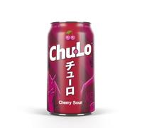 Chu Lo Cherry Sour Cans 24 Pack, Japanese-Inspired Soda, Reduced Sugar Premium Soft Drink, Sour Fizzy Drink Cherry Flavour, Vegan Friendly, Gluten Free, Made in the UK - 24 Cans x 330 ml