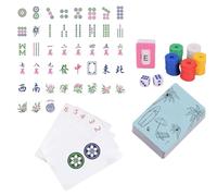 Chu6an6d 160-Pcs Mahjong Playing Cards - Includes Storage Box, Dice, Chips & Wind Indicator, Large Font for Easy Reading, Perfect for Travel, Camping,Family Games, Ideal for Beginners & Elderly