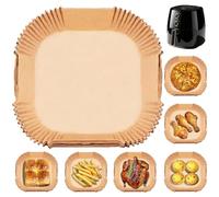 CHUAHAHA Air Fryer Paper Liners Disposable Non-Stick Parchment Paper Liners for Easy Cleanup & 5-9 QT Basket for Oil-Proof Baking for Oven Steamer Microwave Safe,10" Square 50pcs