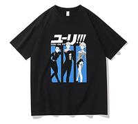 chuangdan Japan Anime Skaters Yuri on Ice T-Shirt Men Fashion Tshirts Cotton Tshirt Casual Crewneck Short Sleeve Tees Top Streetwear Women Men Black XL