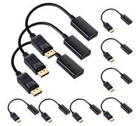 Chuangdi 10 Pack DisplayPort to HD Video Cable Adapter Uni-Directional DP to Cable Male to Female for Standard DP Port Computer Monitor Laptops 4K Transfer Projector TV Screen Converter