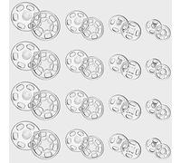 Chuangdi 100 Pairs Press Studs Snap Fasteners, Sew on Snap Buttons, Clear Plastic Poppers Fasteners for Clothes Purse Handbag Craft DIY Craft Supplies, 4 Assorted Sizes (7/12/15/21 mm)