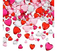Chuangdi 1032 Pieces Acrylic Heart Rhinestone Crystal Gems Flat Back Heart Rhinestones 18 mm/ 12 mm/ 10 mm/ 6 mm for Valentines Wedding Decoration DIY Crafts Jewelry Making(Bright Color)