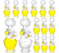 Chuangdi 16 Sets Mini Limoncello Glass Bottle Favors 1.7 oz Empty Limoncello Bottles with Lids Mini Lemon Pendants Tags for Homemade Brewing Wedding Bridal Party Gifts(Elegant)