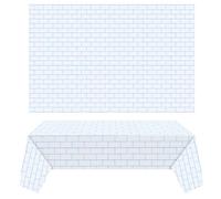 Chuangdi 2 Pcs 4.5 x 9 Feet Stone Wall Backdrop Stone Wall Scene Setter Wallpaper Curtains Door Removable Tablecloth Photo for Medieval Castle Winter Halloween Christmas Party(Blue and White,Brick)