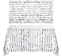 Chuangdi 2 Pcs 4.5 x 9 Feet Stone Wall Backdrop Stone Wall Scene Setter Wallpaper Curtains Door Removable Tablecloth Photo for Medieval Castle Winter Halloween Christmas Party(White,Brick)