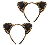 Chuangdi 2 Pcs Animal Headband Dalmatian Rabbit Zebra Ears Bunny Headbands Animal Costume Accessories for Adults Zoo Animal Cosplay Easter Halloween Costume Party Favor(Leopard)