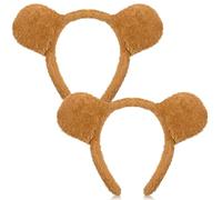 Chuangdi 2 Pcs Animal Headband Dalmatian Rabbit Zebra Ears Bunny Headbands Animal Costume Accessories for Adults Zoo Animal Cosplay Easter Halloween Costume Party Favor(Brown Bear)