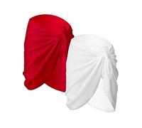 Chuangdi 2 Pieces Sarong Coverups for Women Bathing Suit Cover up Skirt Beach Wrap Swimsuit Bikini Cover Ups for Swimwear(Small,White and Red), White and Red, S