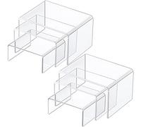 Chuangdi 2 Sets Acrylic Display Risers, Clear Product Stand, Jewelry Display Riser Shelf Showcase Fixtures For Dessert Cupcake Candy Treat Action Figure Display