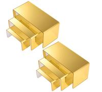 Chuangdi 2 Sets Acrylic Display Risers, Product Stand, Jewelry Display Riser Shelf Showcase Fixtures for Dessert Cupcake Candy Figure Treat Action Showcase (Gold,Large Set)