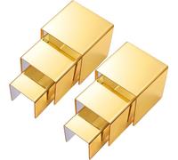 Chuangdi 2 Sets Acrylic Display Risers, Product Stand, Jewelry Display Riser Shelf Showcase Fixtures for Dessert Cupcake Candy Figure Treat Action Showcase (Gold,Medium Set)