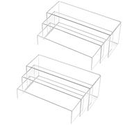 Chuangdi 2 Sets Acrylic Display Risers, Product Stand, Jewelry Display Riser Shelf Showcase Fixtures for Dessert Cupcake Candy Figure Treat Action Showcase (Clear,Extra Large Set)