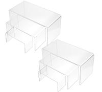 Chuangdi 2 Sets Large Acrylic Risers Display Stands for Figures Collectibles, Shelf Showcase for Dessert Cupcake Candy Treat Action Product Jewelry(Clear,Large Set)