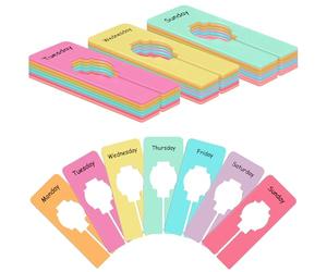 Chuangdi 21 Pcs Closet Dividers 7 Colors Rectangular Clothes Dividers with Weekday Print for Closets Days of the Week Separators for Sorting Clothes Size, Color Brand, Size 5" x 2" (Macaron)