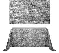 Chuangdi 4.5 x 9 Feet Brick Stone Wall Backdrop Stone Wall Scene Setter Wallpaper Curtains Door Removable Tablecloth Photo for Winter Halloween(Grey)