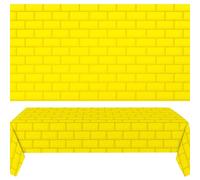 Chuangdi 4.5 x 9 Feet Brick Stone Wall Backdrop Stone Wall Scene Setter Wallpaper Curtains Door Removable Tablecloth Photo for Winter Halloween (Bright Yellow)