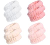 Chuangdi 4 Pairs Wrist Bands for Washing Face Wrist Spa Microfiber Wash Towel Band Scrunchies Absorbent Wristbands Sweatband for Women Prevent Liquid from Spilling(Pretty Colors)