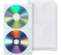 Chuangdi 50 Pieces 4 Disc DVD Poly Sleeves 3 Rings Cd Sleeves Binder Pages 200 Disc Capacity for Binders Only