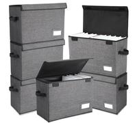 Chuangdi 6 Pcs Comic Book Storage Boxes, Back to School Collapsible Comic Short Box Case with Lid, 15.8 x 7.9 x 11.4 Inch Book Bin Container Holds 150 Comics(Charcoal Gray)