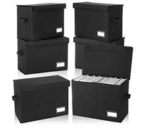 Chuangdi 6 Pcs Comic Book Storage Boxes, Back to School Collapsible Comic Short Box Case with Lid, 15.8 x 7.9 x 11.4 Inch Book Bin Container Holds 150 Comics(Black)