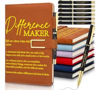 Chuangdi 6 Sets Difference Maker Gifts Employee Appreciation Gifts Bulk A5 Leather Journal Notebook with Metal Buckle Ballpoint Pen Thank You Inspiration set for Women Men Teachers Coworker Manager