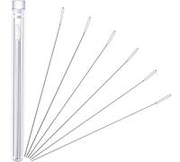 Chuangdi Beading Needles 6 Pieces Stainless Steel Needle Large Big Eye Collapsible Embroidery Beading Needle Thread Sewing Needles Needle Bottle, Assorted Size