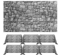 Chuangdi Brick Stone Wall Stone Wall Scene Setter Brick Sheet Wallpaper Curtains Door Removable Tablecloth Photo for Halloween Christmas Party and Home Decor(Gray,6 Pcs)
