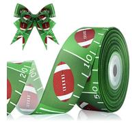 Chuangdi Football Print Ribbon 1.5 Inch 20 Yards Grosgrain Rugby Ribbon Craft for Sport Team Party Decor Hair Bows Headbands Making and Craft Wrapping