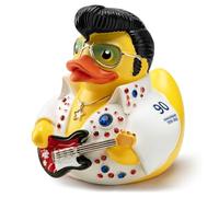 ChuangJie Elvis Duck Figurine, White Jumpsuit Design with Rhinestones, Decorative Collectible, 3.14 x 3.14 x 2.75 inches