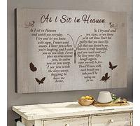 chuanglanja As I Sit In Heaven Butterfly Canvas Wall Art Vintage Rustic Inspirational Quotes Christian Print Remembrance Sympathy Memorial Decor Gift 16x24inch No Frame, White