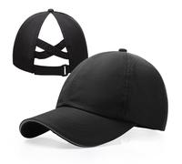 CHUANGLI Girls Criss Cross Ponytail Hat Reflective Lightweight Baseball Cap for Kids Quick Drying Mesh Sports Hat for Age 7-12 Black