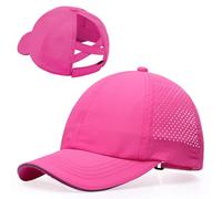 CHUANGLI Little Girls Reflective Baseball Cap Criss Cross Ponytail Hat Kids Quick Dry Mesh Summer Sports Hat for Toddler Ages 3-8 Rose