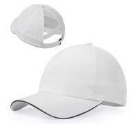 CHUANGLI Little Girls Reflective Baseball Cap Criss Cross Ponytail Hat Kids Quick Dry Mesh Summer Sports Hat for Toddler Ages 3-8 White