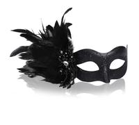 CHUANGLI Masquerade Mask for Women Venetian Party Mask Costume Mask with Feathers for Cosplay, Halloween Prom Ball Decor