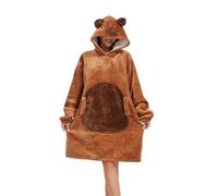 chuangminghangqi Cuddly blanket for dressing with sleeves and hood, winter comfy and warm sofa blanket, unisex, oversized animal blankets, jumper, ladies, funny giant hoodie blanket, capybara, L