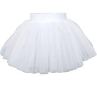 CHUANGOU Tutu Skirt Girls Elastic Ballet Dance Skirts 4 Layers Tulle Tutu(White,L)