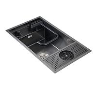 CHUANGRUN Bar Sink with Glass Rinser, Stainless Steel Undermount Prep Kitchen Sink, 21.7 Inches Single Bowl, with Foldable Faucet, Soap Dispenser, for Workstation Kitchen