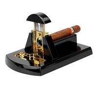 CHUANGRUN Desk Cigar Cutter Guillotine, Gold Engraved Stainless Steel Sharp Blade, Cigar Metal Table Cutter for Most Size of Cigars Cut, Perfect for Travel