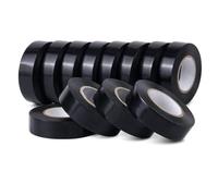 CHUANGSEED 12 Rolls Black Electrical Tape 19mm x 20m Black Strong Self-Adhesive PVC Electrical Insulation Tape for Insulating, Repairing and Protecting Electrical Wires Installations Connections