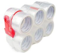 CHUANGSEED 12 Rolls Clear Packaging Tape, 45mic x 48mm x 66m with Dispenser Heavy Duty Packaging Tape for Moving Boxes for Long Term Storage(12, Clear)